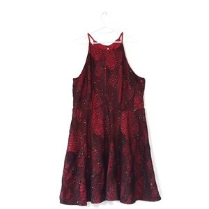 Red Spaghetti Strap Sequin Dress, Size 3X